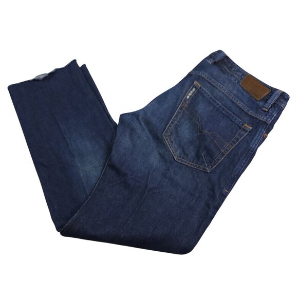 Diesel Mens Shioner Slim Skinny Distressed Jeans 34 X 28 Dark Wash Cut Hems - Picture 1 of 8